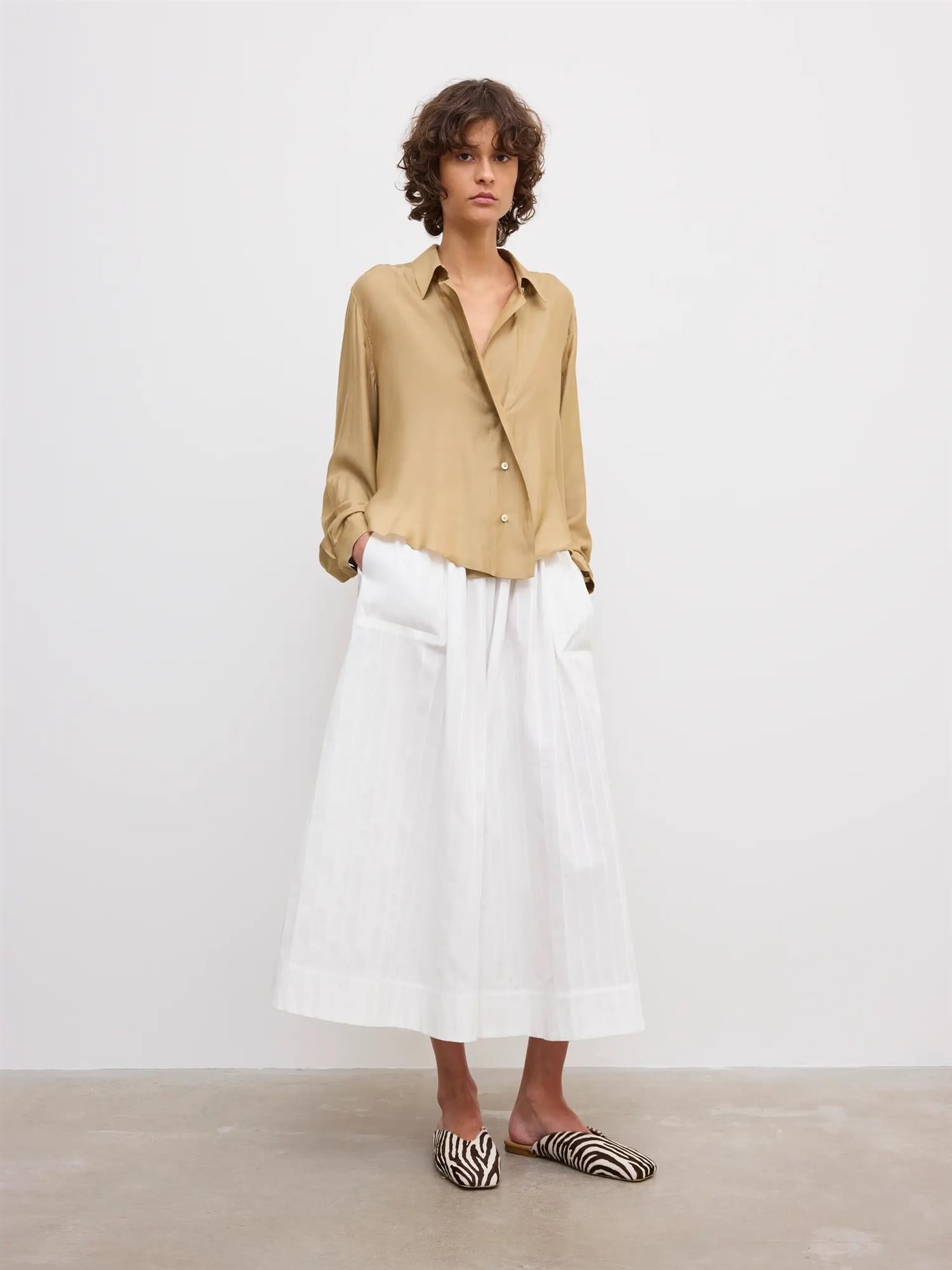 Cropped Shirt Sand Beige
